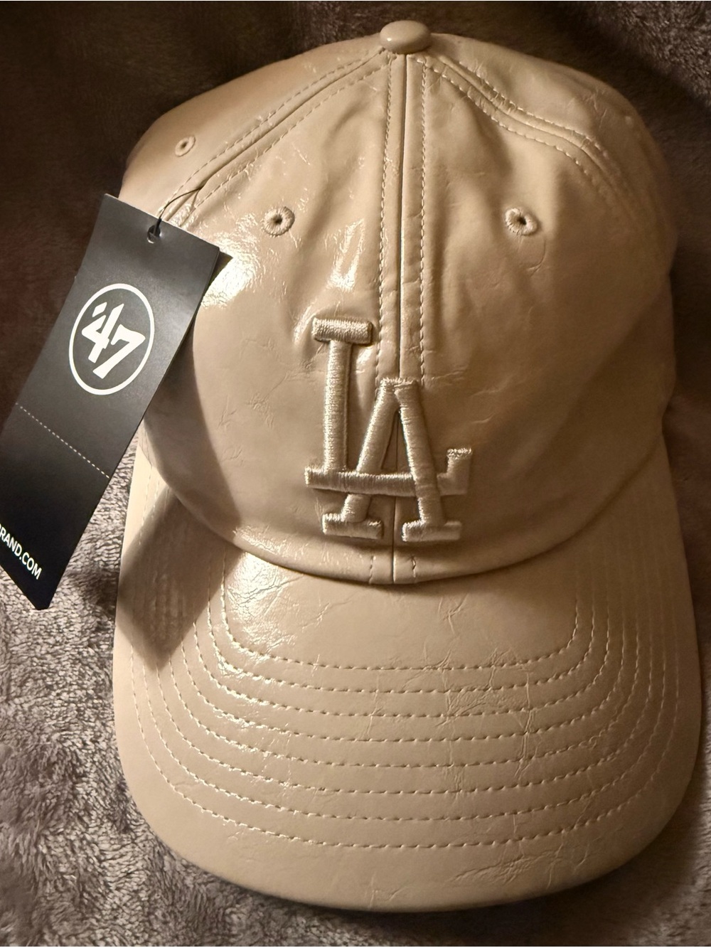 47 Brand LA Dodgers Tan Faux Leather Cap #LA #Dodgers
